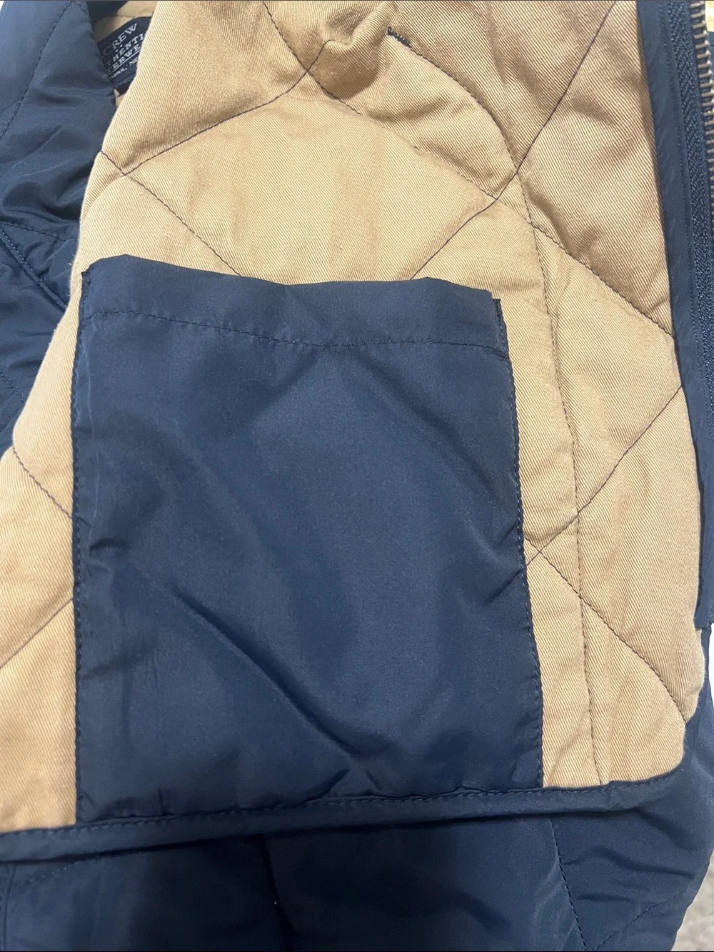J. Crew Quilted Reversible Navy and Khaki Men's Vest